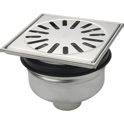 Aquaberg Pièce/surélévation en acier inoxydable avec sortie inférieure 50mm réglable 15x15cm avec garde d'odeurs PPC 50mm