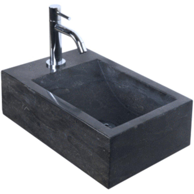 Haceka Nera fonteinset – 40x23x11 cm – natuursteen zwart – chromen kraan