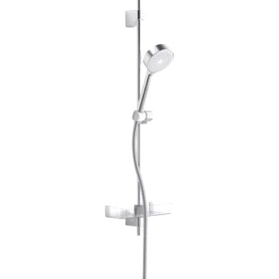 Hansa ensemble de douche basicjet barre de douche 720 mm douche à main 1 jet d95 mm avec porte-savon flexible de douche 1750 mm chromé