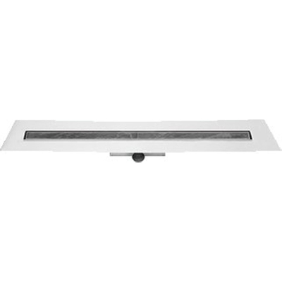 Easy Drain Compact 50 FF caniveau à carreler inox avec plaque simple inox garde d'eau 50mm 180cm profondeur d'encastrement 93mm avec sortie latérale
