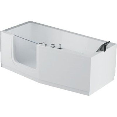 Novellini Iris baignoire combinée acrylique gauche avec porte et avec 1 panneau frontal 180x75/85x62cm avec cadre blanc
