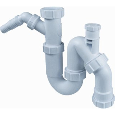 McAlpine Universeelsifons siphon universel en plastique 6/4 x40mm avec aérateur et raccordement pour lave-linge