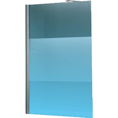 Novellini Giada paroi de douche H 118 120x195cm avec barre de fixation murale 100cm profilé chromé mat et verre transparent avec bande satinée