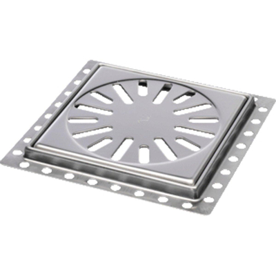 Aquaberg siphon de rénovation avec grille en inox 150x150mm hauteur d''encastrement 10mm