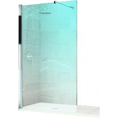 Novellini Giada douche à l'italienne h 140x195cm avec support mural 100cm profil chrome mat et verre transparent