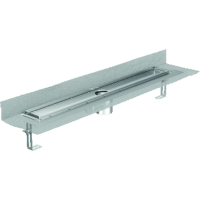 Aco ShowerDrain E+ caniveau de douche en inox bas avec flasque murale et membrane étanche 700mm (hors grille) avec support de montage réglable en hauteur