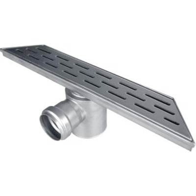 Aco Showerdrain d slot caniveau de douche 30x7cm h 8 ss 30mm sortie latérale inox