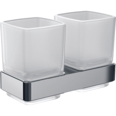 Emco Loft dubbele glashouder met glazen chroom