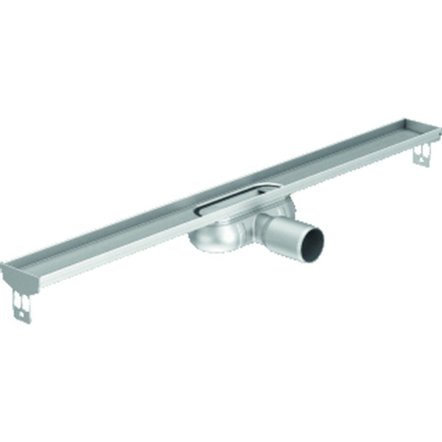 Aco ShowerDrain C caniveau de douche acier inoxydable s.bord sans grille, 70mm de large, garde d''eau 25mm 885mm profondeur d''encastrement 65mm avec sortie latérale