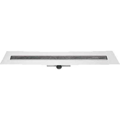 Easy Drain Compact 50 FF caniveau à carreler inox avec plaque simple inox garde d'eau 50mm 180cm profondeur d'encastrement 93mm avec sortie latérale