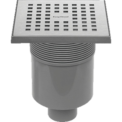 Easy drain Aqua quattro siphon de sol avec finition abs grille et sortie de fond en acier inoxydable 15x15cm profondeur d'installation 101/139mm siphon à eau 50mm