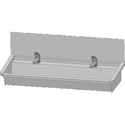Intersan Sanilav auge de lavage avec pare-éclaboussures 120cm avec 2 mitigeurs monocommande inox 304