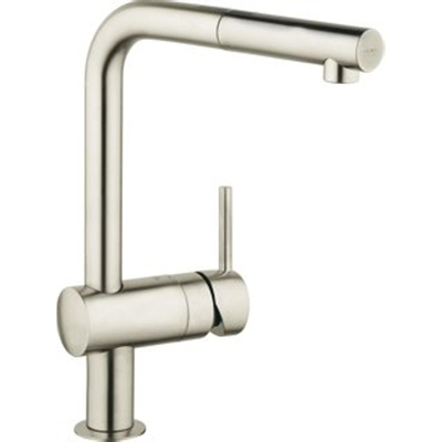 Grohe Minta keukenkraan met L uitloop en uittrekbare mousseur steel TWEEDEKANS