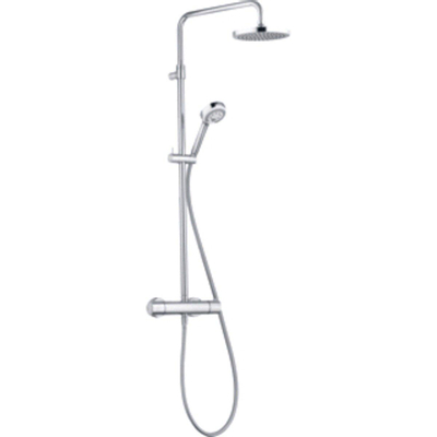 Kludi Logo colonne de douche double avec vanne de douche thermostatique m. a qa douche de tête ø20cm m. 3s douchette à main chromée