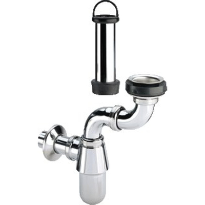 Viega siphon à gobelet gain de place ergonomique avec tube de trop-plein chrome