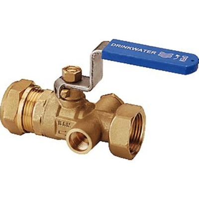 Raminex s28 robinet a bille kiwa avec dispositif de vidange bouton x pivot 22x3/4 dn15 levier kiwa bleu