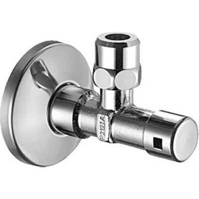 Schell robinet d'arrêt d'équerre avec rosace avec bouton encastré 1/2x10mm chrome
