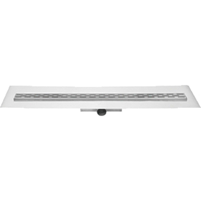 Easy Drain Compact 30 FF caniveau de douche inox avec plaque simple inox garde d'eau 30mm 200cm profondeur d'encastrement 63mm avec évacuation latérale