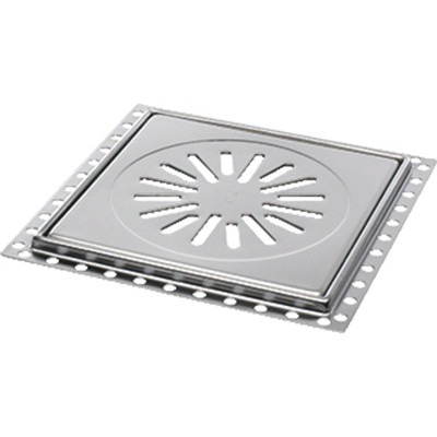 Aquaberg Siphon de rénovation avec grille en inox 20x20cm hauteur d'installation 9mm