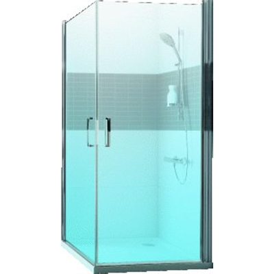 Huppe Classics 2 2 delig hoekinstap 90 90x190cm matzilver helder glas