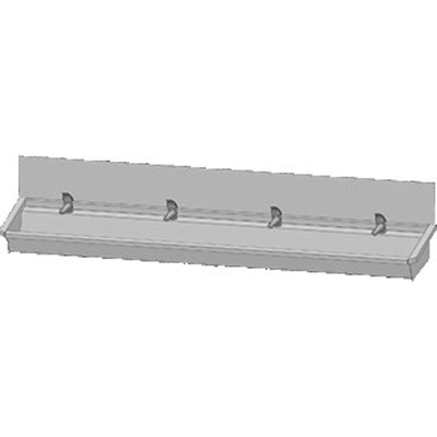 Intersan Sanilav auge de lavage avec crédence 240cm avec 4 robinets mélangeurs monocommande inox 304