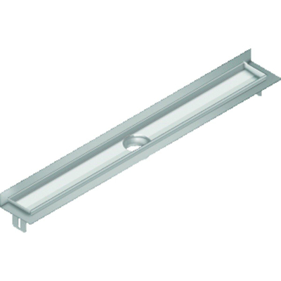 Aco FlexDrain E ShowerDrain Caniveau de douche en acier inoxydable rehausse avec bride murale 887mm (hors grille/boîte de siphon/clapet anti-odeurs) avec sortie verticale