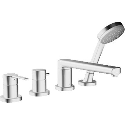 Hansa Hansaronda partie apparente pour robinet de baignoire 4 trous avec douchette Hansaviva avec flexible de douche 175cm chrome