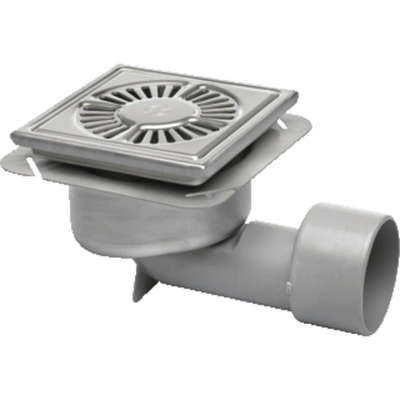 Aquaberg Siphon de sol en acier inoxydable sortie verticale avec seau 20x20cm grille en acier inoxydable 75mm verrouillable