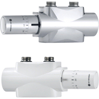 IMI Heimeier Multilux 4 2-pijps onderblokset m. Halo, recht en haaks R1/2 - G3/4 HOH 50mm design-uitvoering chroom