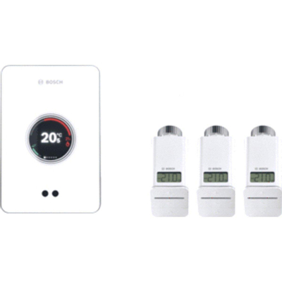 Bosch Easycontrol set avec 1x thermostat d'ambiance intelligent simple et 3x thermostat de radiateur intelligent tête blanche