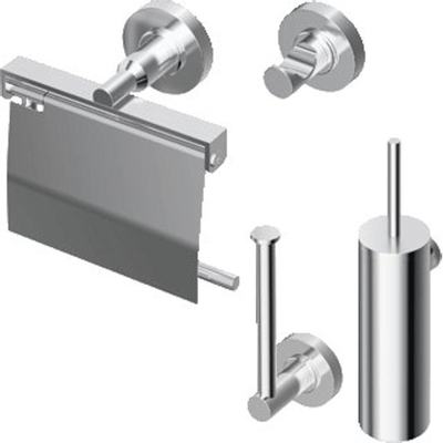 Ideal Standard Iom ensemble d’accessoires pour WC avec patère porte-serviette dérouleur de papier toilette avec couvercle avec ensemble balai WC et porte-rouleau de réserve chromé