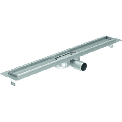 Aco ShowerDrain C caniveau de douche inox avec flasque de sol grille z., 70mm de large, siphon 25mm 785mm de profondeur d'encastrement 65mm avec sortie latérale