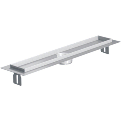 Aco FlexDrain E ShowerDrain Goulotte de douche inox surélévation avec rebord périphérique 587mm (sans grille/corps de siphon/obturateur anti-odeurs) avec sortie verticale