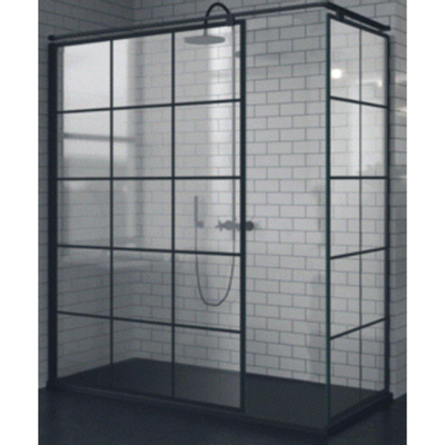 Douche à l'italienne Novellini Kuadra 160 ver.157-160 motif carré noir mat