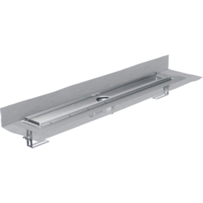Aco FlexDrain E ShowerDrain Caniveau de douche en acier inoxydable rehausseur excentré avec bride périphérique 687mm (sans grille/corps de siphon/obturateur anti-odeurs) avec sortie verticale