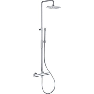 Paffoni Light Colonne de douche mural 126.5cm avec douche de tête 22.5cm et douchette stick avec support Chrome
