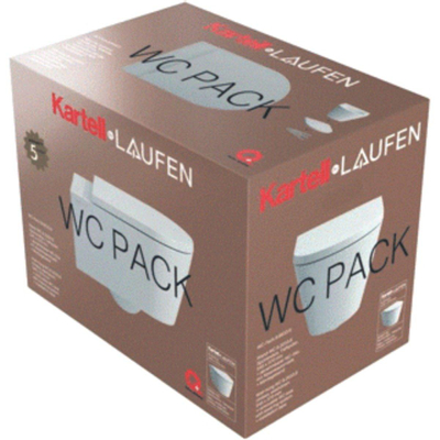 Laufen KBL Pack Wandcloset - rimless - 37x54.5x35.5cm - diepspoel - softclose - montage tape - EASYFIT bevestigingsset - keramiek/duroplast - wit