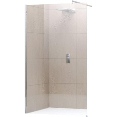 Novellini Giada paroi de douche H 75x195cm avec barre de fixation murale 100cm profil chrome mat et verre transparent
