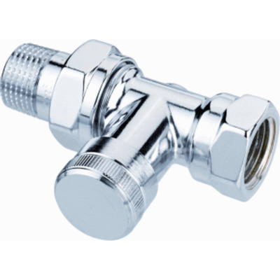 Danfoss RLV C Voetventiel aftapbaar 1/2 bi bu recht chroom
