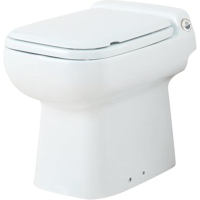 Sanibroyeur Sanicompact Luxe broyeur de fèces encastré dans cuvette de WC au sol avec abattant de WC éco+raccordement lavabo blanc