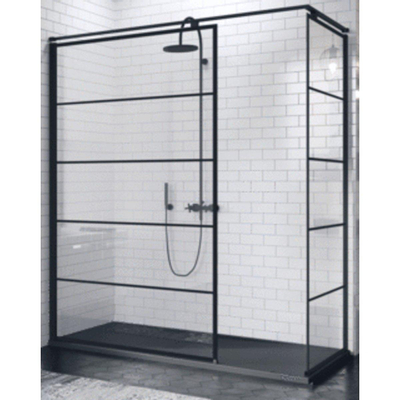 Douche à l'italienne Novellini Kuadra 120 ver.117-120 motif rayures noir mat