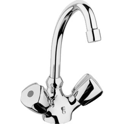 Kludi Standaard robinet de lavabo 2 poignées avec chaîne pliable et raccords flexibles 10mm chrome