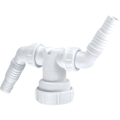 Walraven Mcalpine aansluitstuk dubbele wasmachineaansluiting 40 mm wit