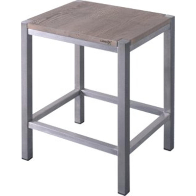 Looox Wooden Collection Tabouret de douche 35x30x45cm avec inox brossé et siège chêne old grey SECOND CHOIX