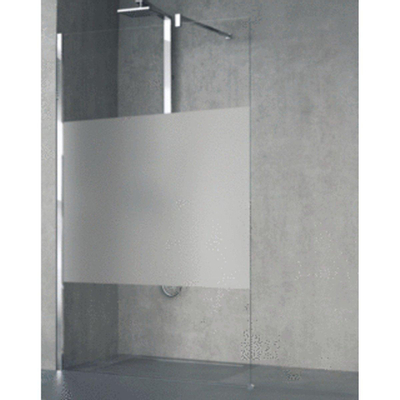 Novellini Giada douche à l'italienne h 110x195cm avec support mural 100cm profil chrome mat et verre transparent