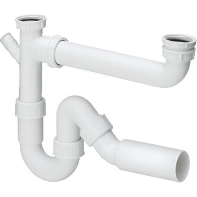 Viega Siphons d'évier Siphon double 1. 1/2 inchinch Polypropylène Blanc