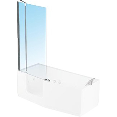 Novellini Iris Combi badwand met vast segment links 86x150cm chroom profiel en helder glas