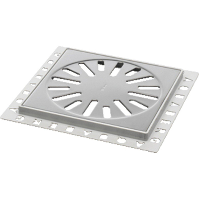 Aquaberg siphon de rénovation en plastique avec grille en inox 146x146mm hauteur d''encastrement 10mm inox poli brillant