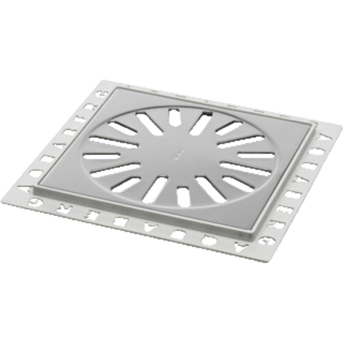 Aquaberg Drain de plancher en matière synthétique avec grille en inox 146x146mm hauteur d'installation 7mm Inox brillant 2300074