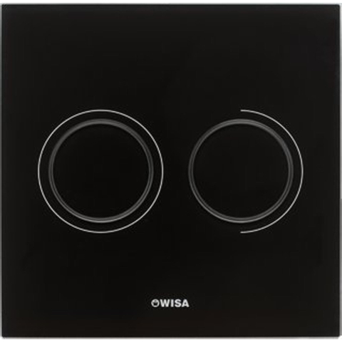 Wisa Luga bedieningsplaat glas pneumatisch 16x16cm met dualflush voor XS WC element zwart 0701561